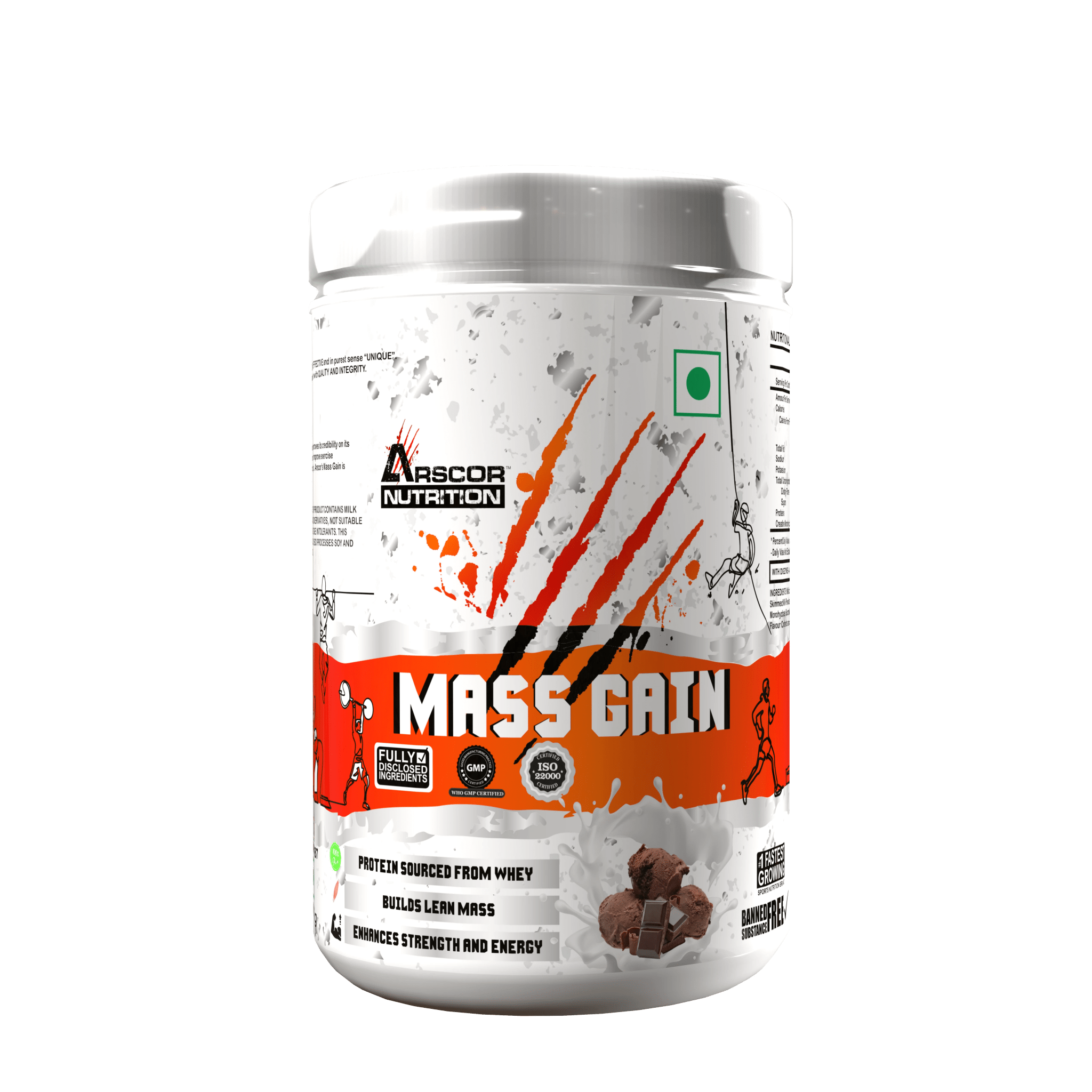 Arscor's Mass Gain - Muscle building gainer powder for gym workouts and strength training